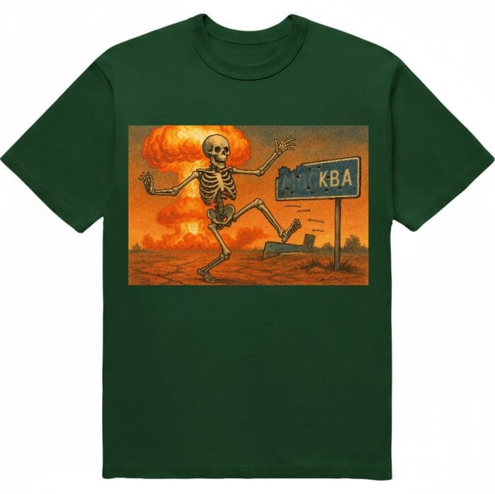 Футболка ...ква - скелет біля знаку КВА - лісовий зелений колір