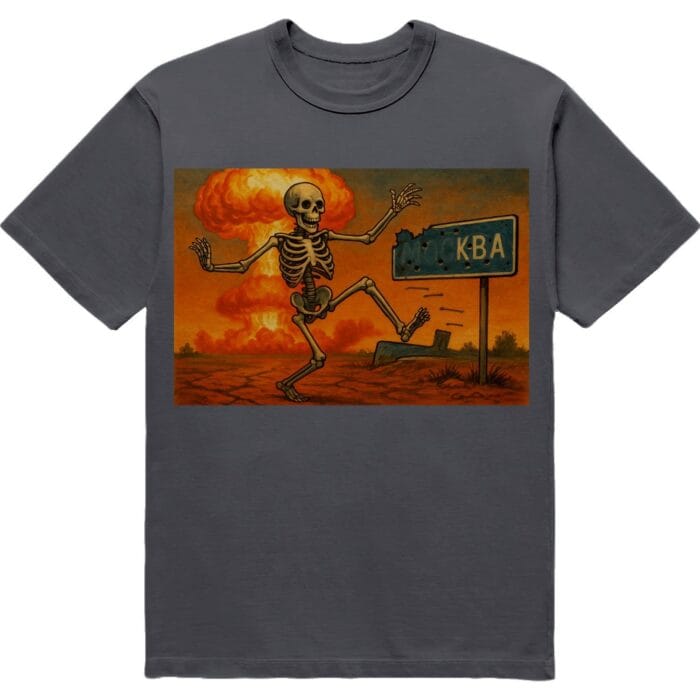 Футболка ...ква - скелет біля знаку КВА - темно сірий колір