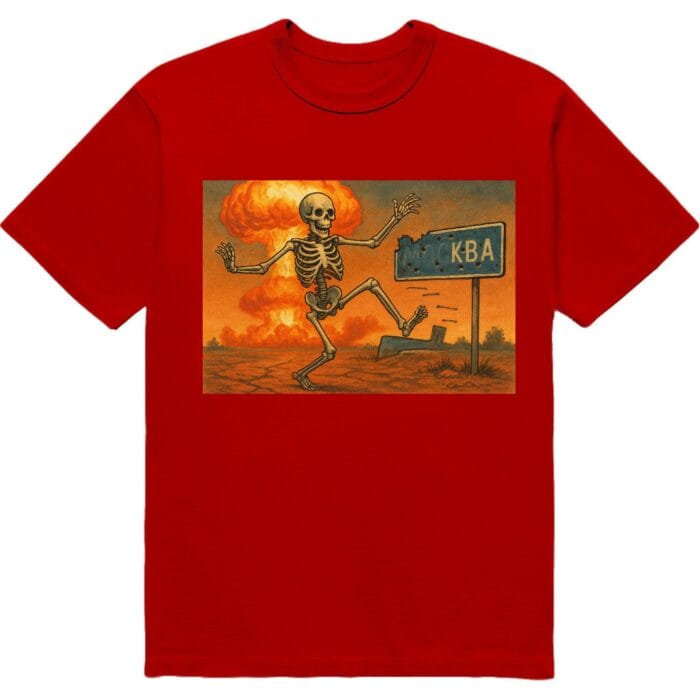 Футболка ...ква - скелет біля знаку КВА - червоний колір