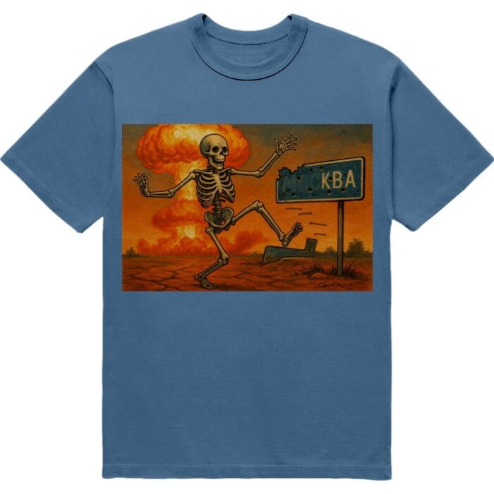 Футболка ...ква - скелет біля знаку КВА - індиго синій колір