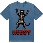 Футболка "No Hugs" - кіт зі скелетом - HUGS? - DTF - індиго синій колір