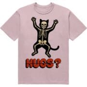 Футболка "No Hugs" - кіт зі скелетом - HUGS? - DTF - рожевий колір
