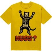 Футболка "No Hugs" - кіт зі скелетом - HUGS? - DTF - жовтий колір