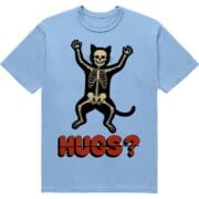 Футболка "No Hugs" - кіт зі скелетом - HUGS? - DTF - рожевий колір