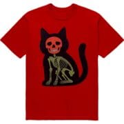 Футболка з котом і скелетом "Cat Skin" - кіт зі скелетом всередині - червоний колір