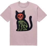 Футболка з котом і скелетом "Cat Skin" - кіт зі скелетом всередині - рожевий колір
