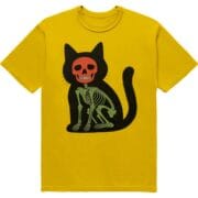 Футболка з котом і скелетом "Cat Skin" - кіт зі скелетом всередині - жовтий колір