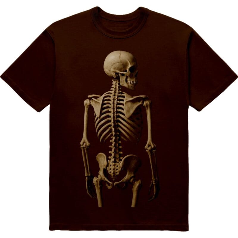 Футболка зі скелетом “Don’t look back” - скелет озирається - шоколадний колір
