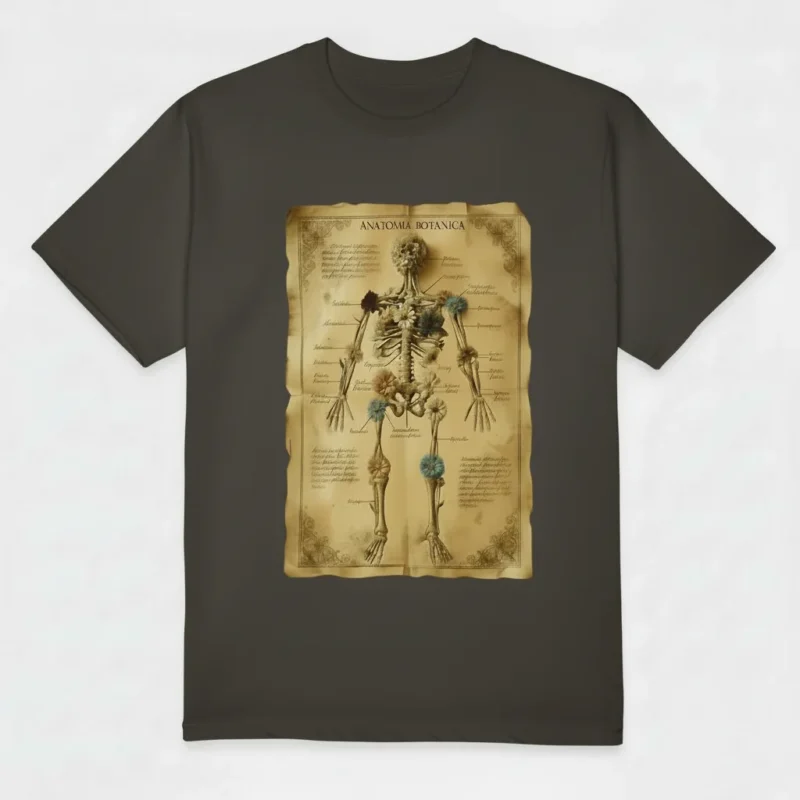 Футболка "Botan" - вінтажний принт анатомія ботаніка - темно-сірий колір