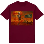 Футболка ...ква - скелет біля знаку КВА - бордовий колір