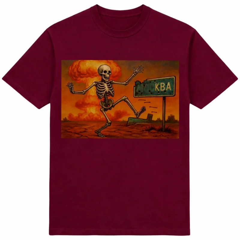 Футболка ...ква - скелет біля знаку КВА - бордовий колір