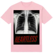 Футболка "Без серця" - рентген без тіні серця - напис HEARTLESS - світло-рожевий колір