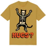 Футболка "No Hugs" - кіт зі скелетом - HUGS? - DTF - піщаний колір