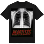 Футболка "Без серця" - рентген без тіні серця - напис HEARTLESS - чорний колір